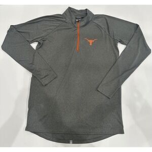 We Are Texas UT Longhorns Mens Large 1/4 Zip Pullover Gray Orange Reflective Top